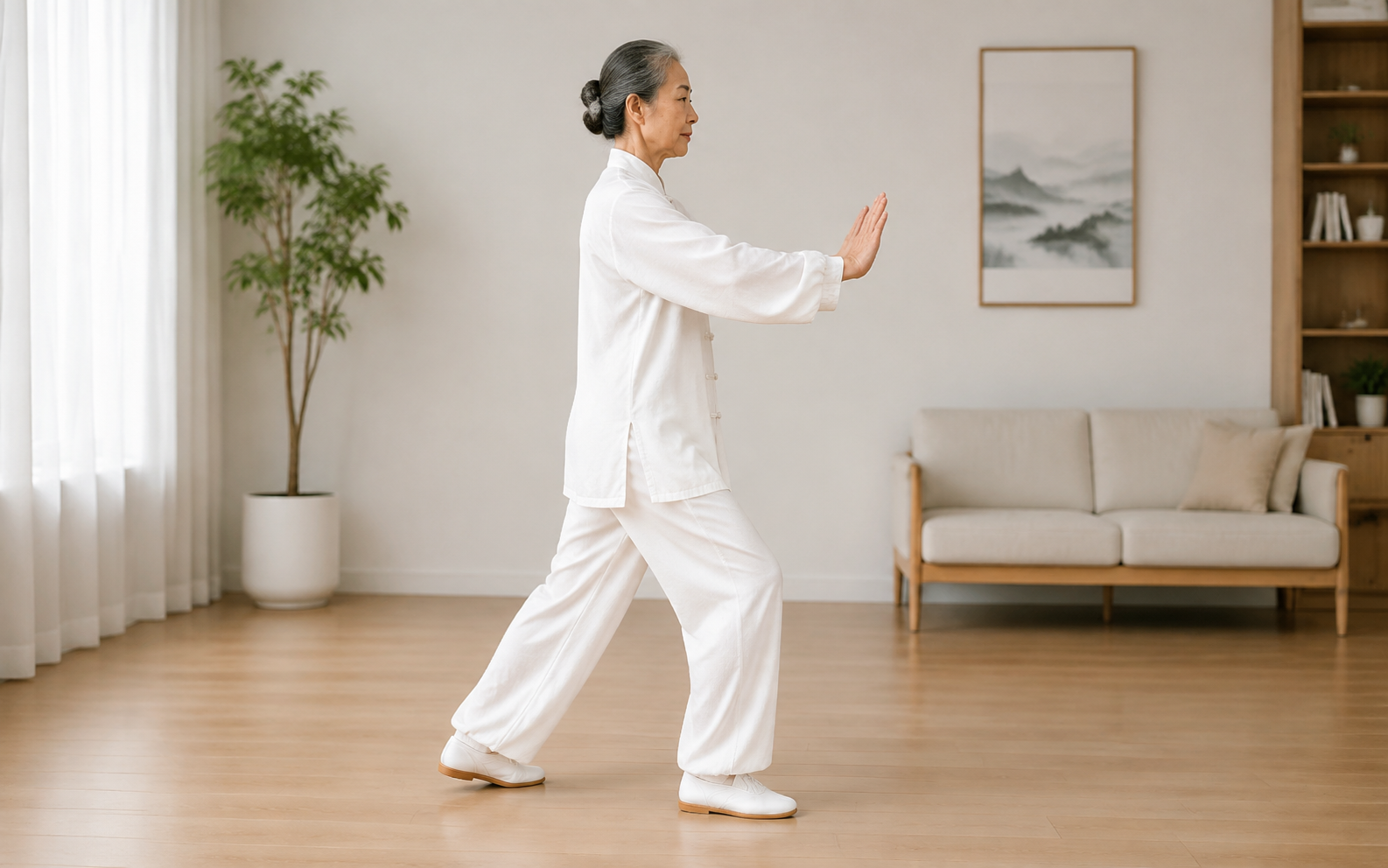 Transfer and empty the back foot — tai chi walking step illustration